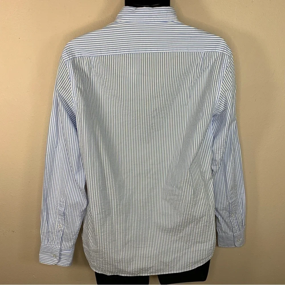 M NEW J Crew Men’s Blue White Striped Long Sleeve Button Down Shirt Medium